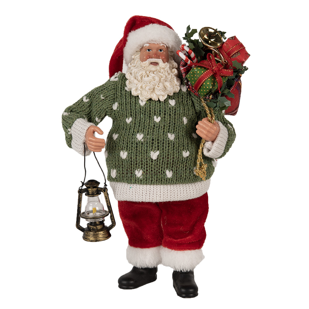 [65592] Christmas Decoration Santa Claus Green Red 17x11x27 cm