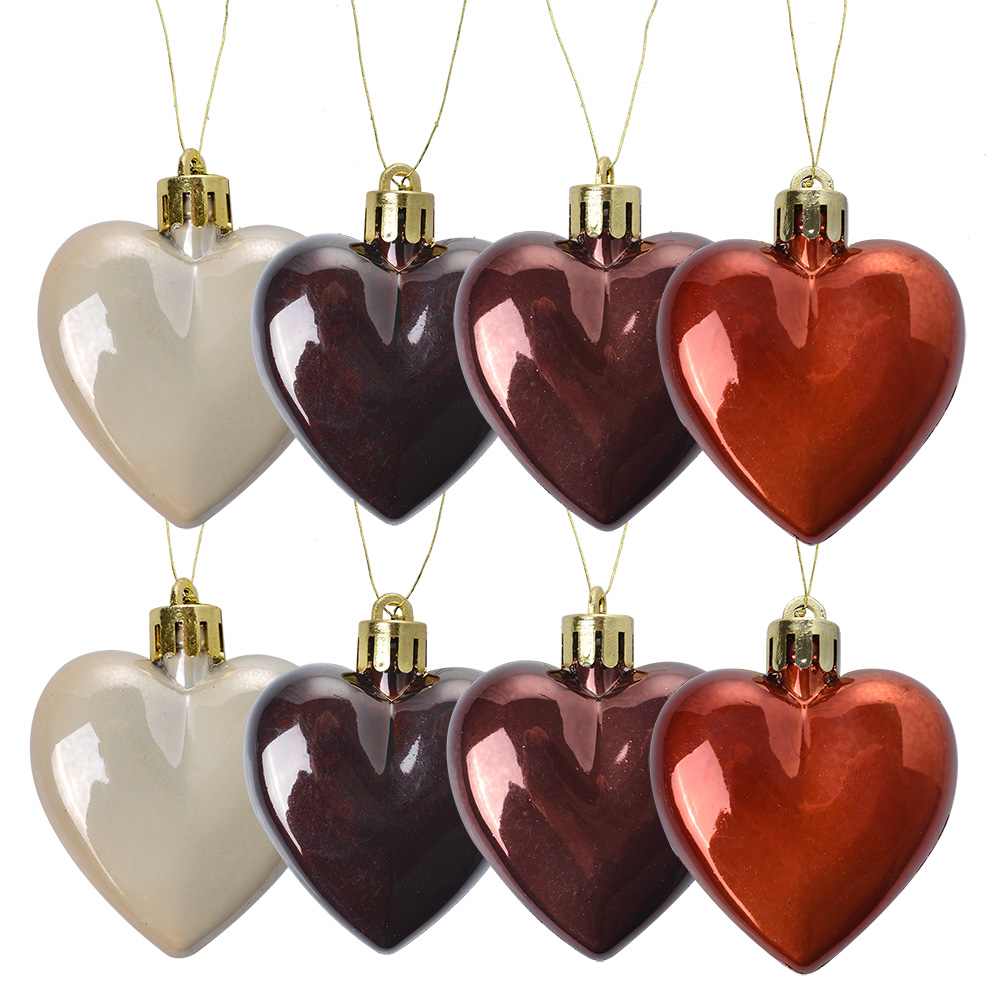 [65615] Kerstbal hart (set van 8) 5x1x5 cm