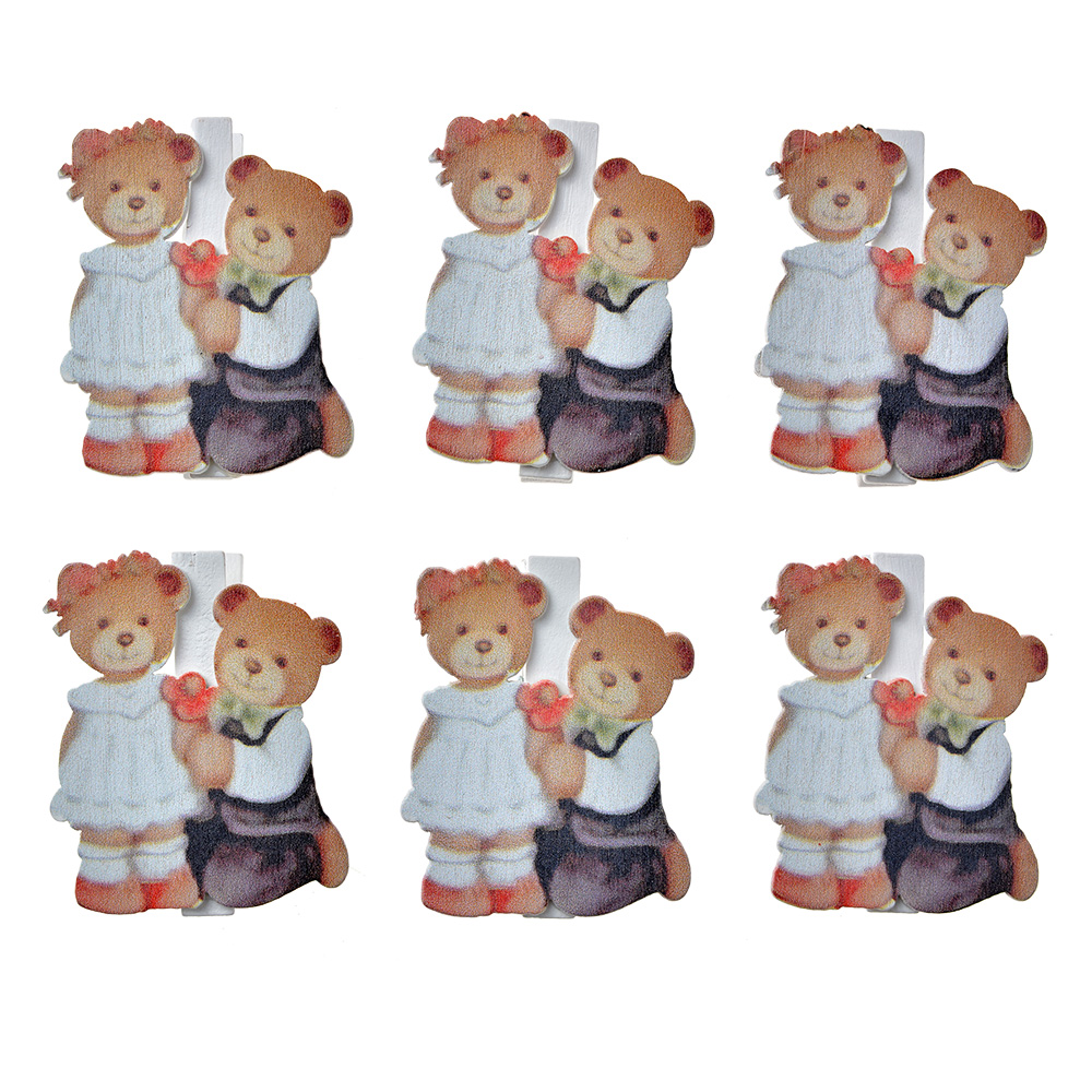 [65641] Molletta con Orsi (set 6) Marrone Bianco 4x1x5 cm