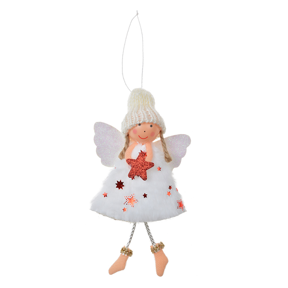 [65680W] Ciondolo Decorativo angelo Bianco Rosso 6x2x15 cm