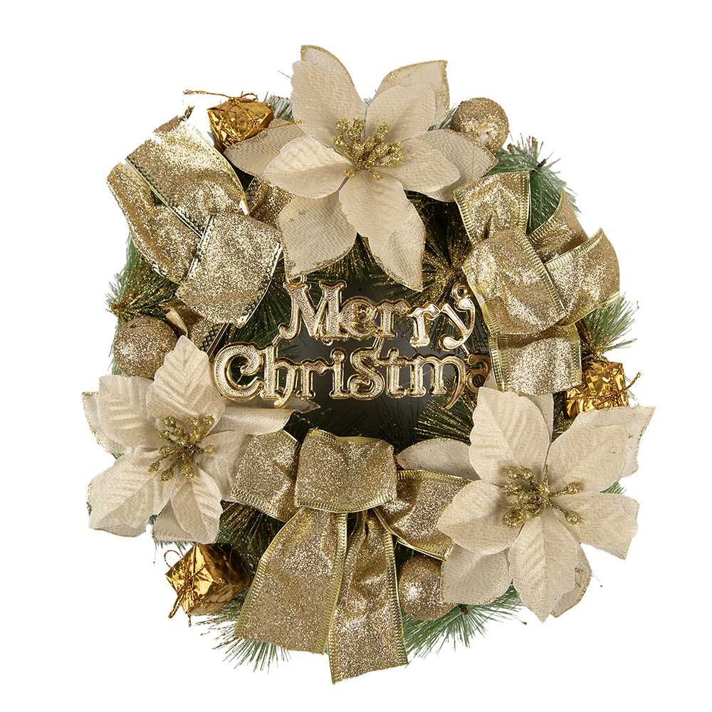 [65773] Weihnachtsdeko Kranz Goldfarbig Grün Ø 30x8 cm
