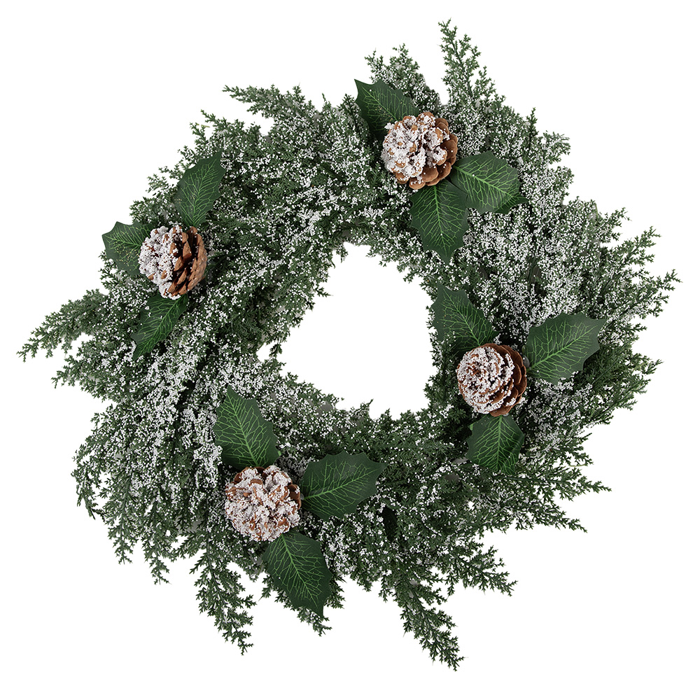 [65776] Weihnachtsdeko Kranz Grün Weiß Ø 40x5 cm