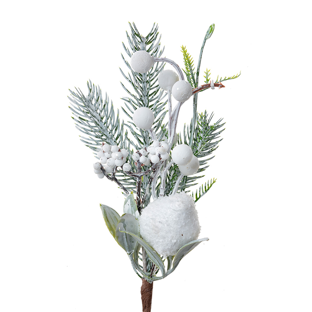 [65843] Rami Artificiali Decorazione Natale Bianco Verde 8x4x26 cm