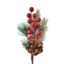 Rami Artificiali Decorazione Natale Rosso Verde 10x6x25 cm
