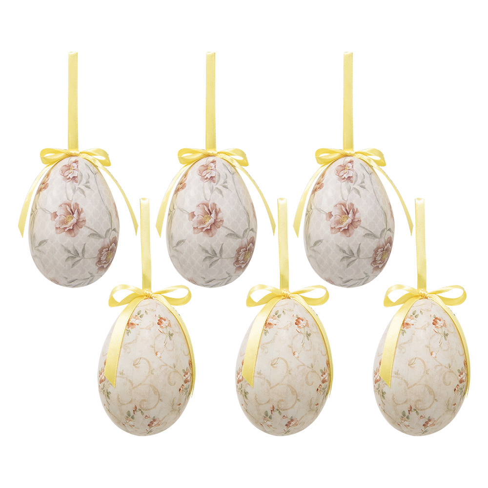 [65908] Ciondolo Decorativo Uovo (set 6) Multicolore Ø 7x10 cm