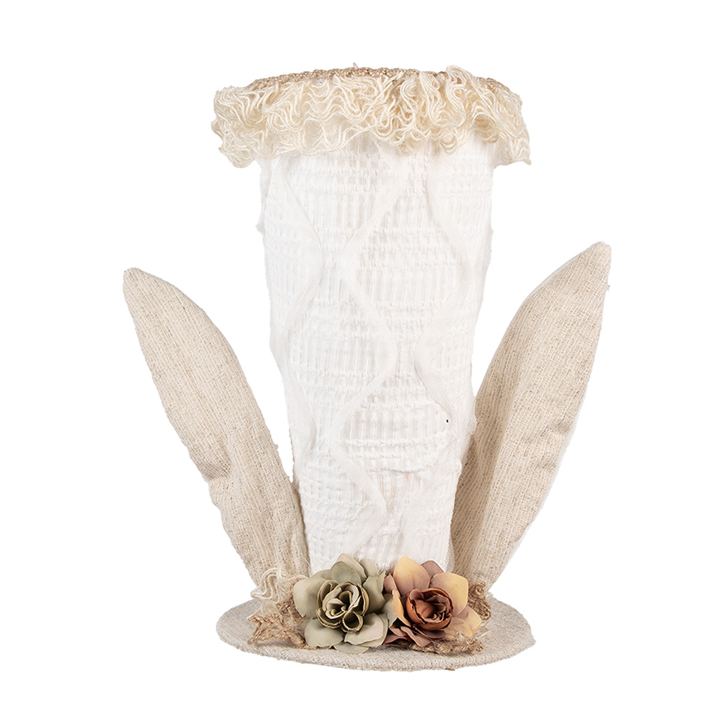 [65932] Deko Hut Weiß Beige 16x16x27 cm