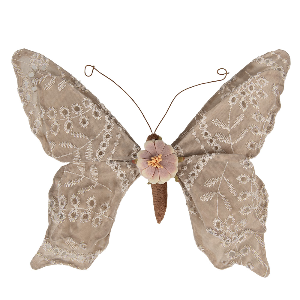 [65953] Christmas Decoration Butterfly Beige 28x4x22 cm