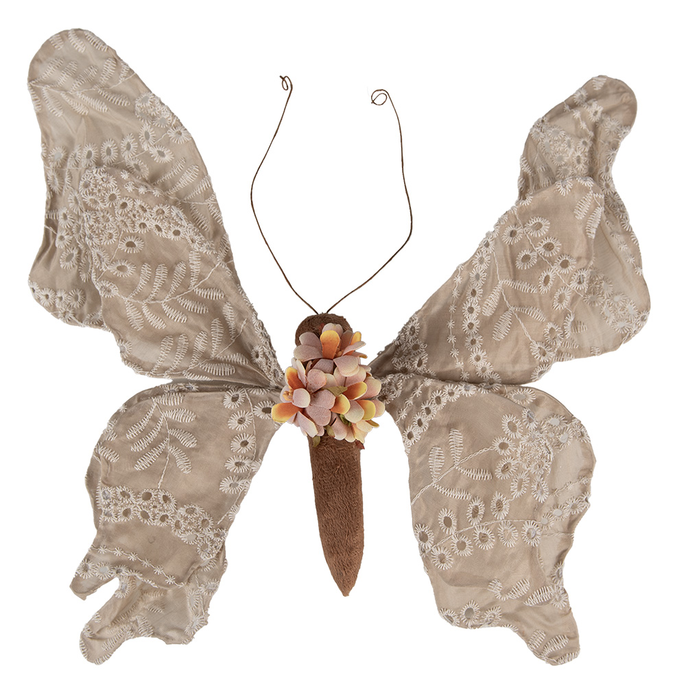 [65954] Weihnachtsdeko Schmetterling Beige 33x6x31 cm