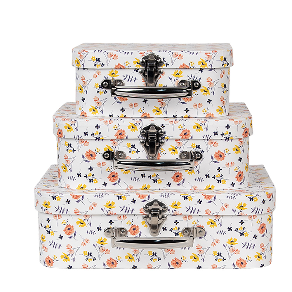 [66011] Dekorativer Koffer 3er Set Weiß 30x22x9/25x20x9/20x17x8 cm