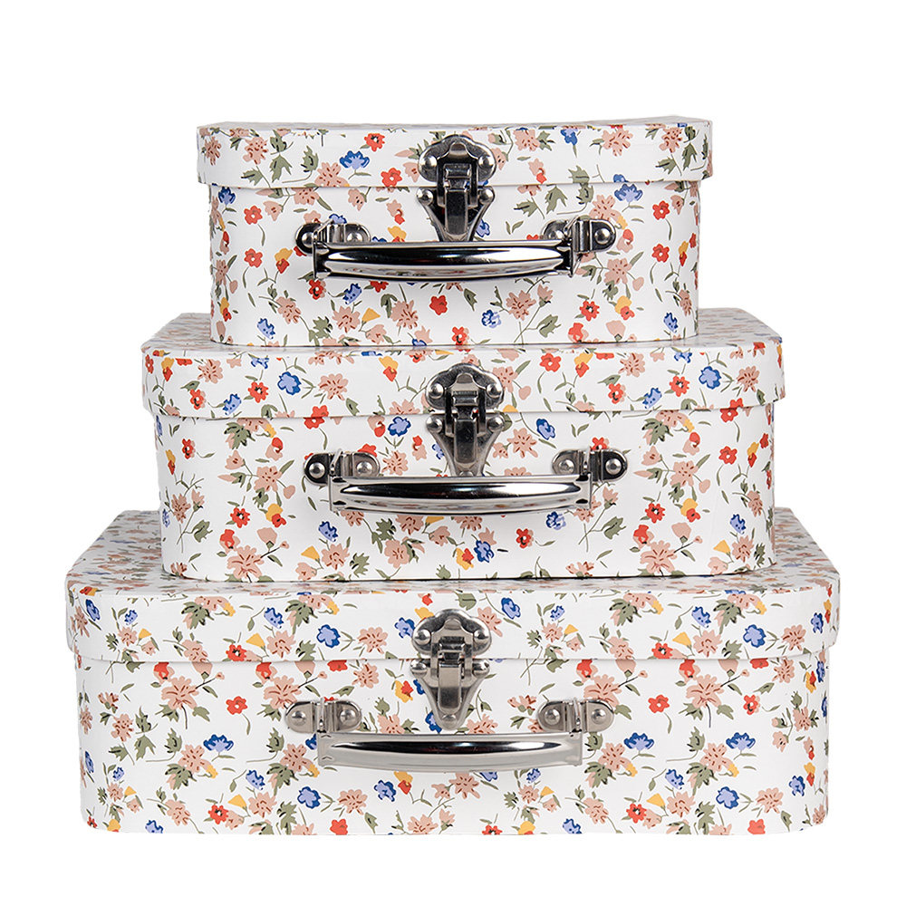 [66012] Dekorativer Koffer 3er Set Weiß 30x22x9/25x20x9/20x17x8 cm