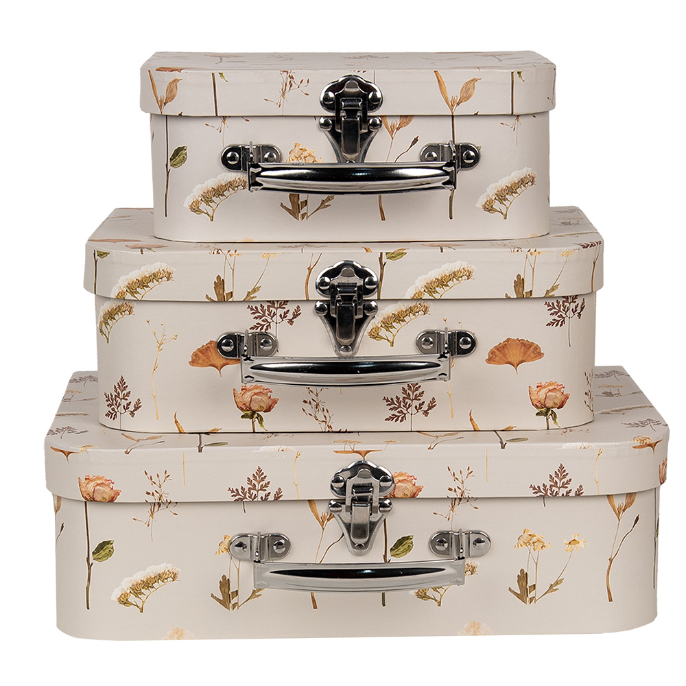 [66022] Dekorativer Koffer 3er Set Beige 30x21x9/25x18x9/20x16x8 cm