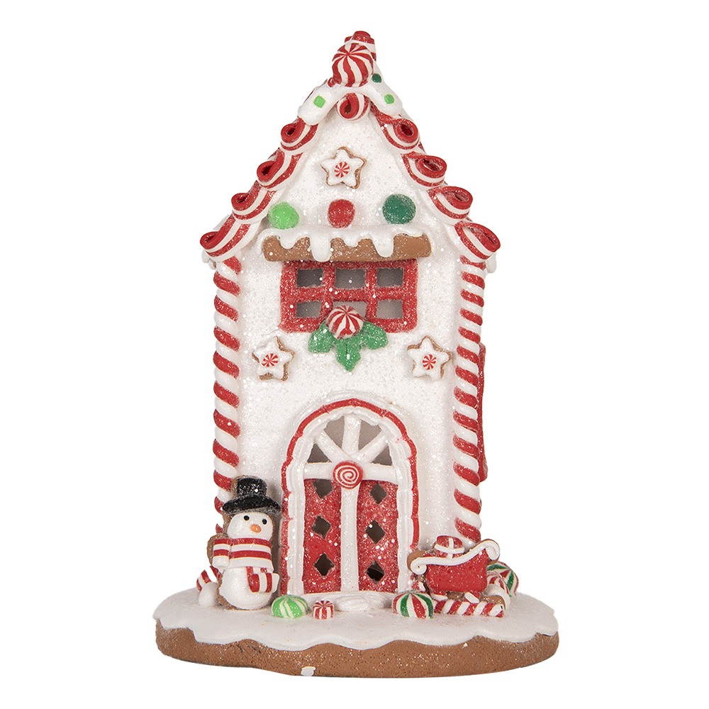 [66040] Décoration Maison avec LED Blanc Rouge 14x14x22 cm / 3xAAA