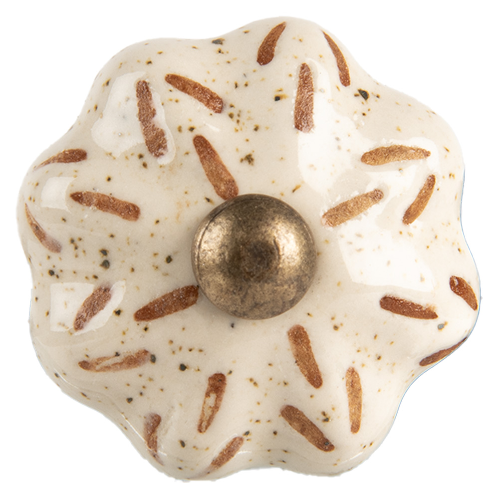 [66046] Pomello per Porta Beige Marrone Ø 4x3 cm / S4 cm