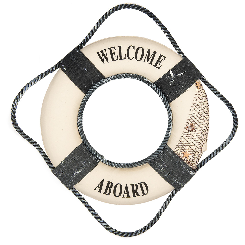 [66068] Decoration Lifebuoy White Blue Ø 31x6 cm