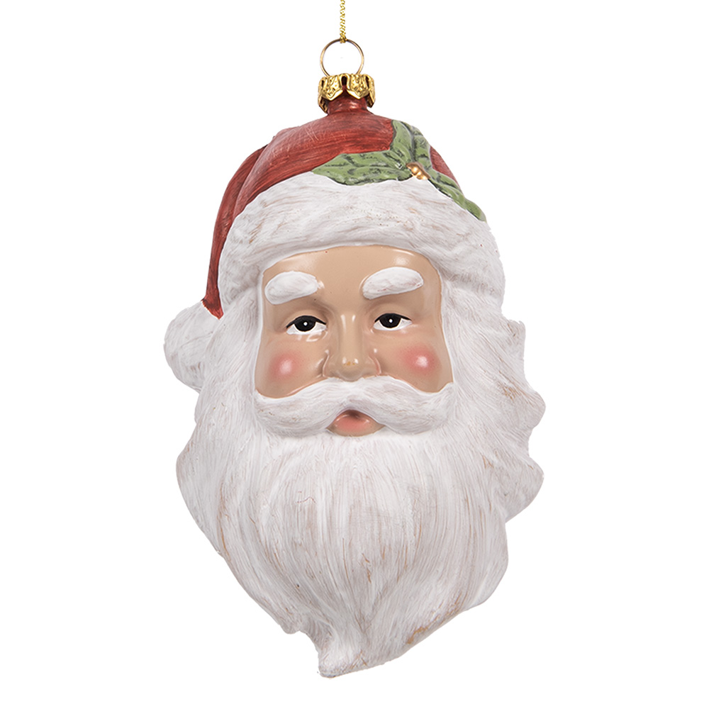[66083] Decorative Hanger Santa Claus White Red 9x7x15 cm