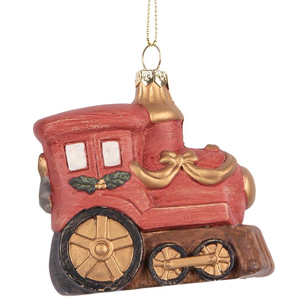[66087] Decorative Hanger Locomotive Red Gold colored 9x5x9 cm