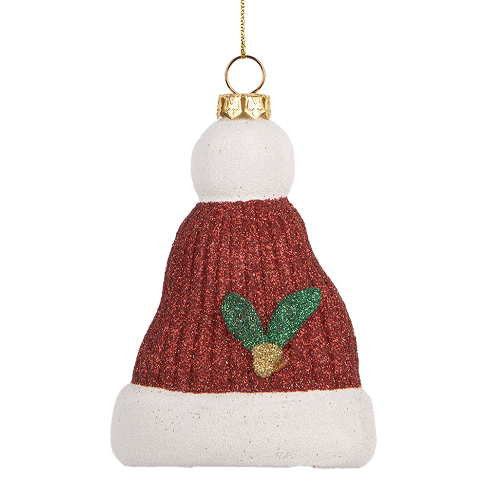 [66089] Ciondolo Decorativo Cappello da Babbo Natale Rosso Bianco 7x4x10 cm