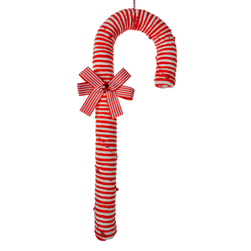 [66102L] Decorazione Natalizia Pendente Bastoncino di zucchero Rosso Bianco 17x5x56 cm