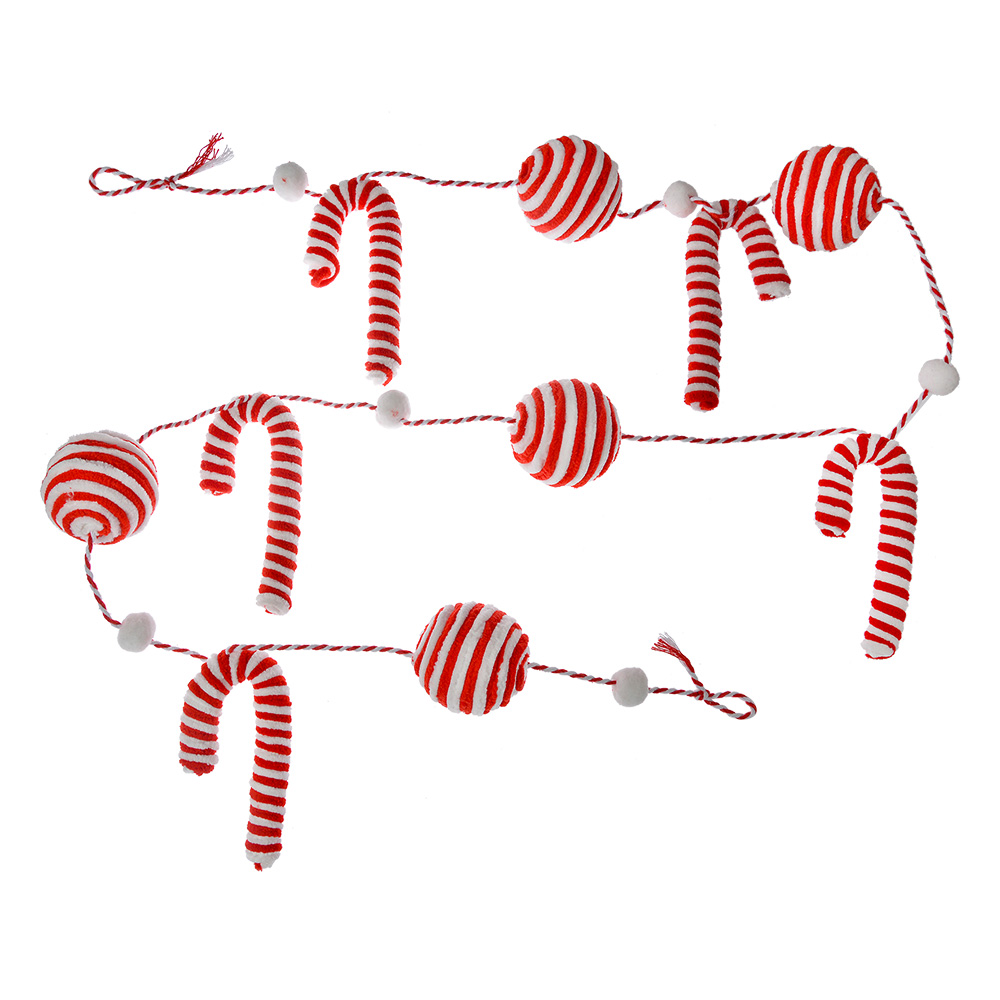 [66113] Décoration guirlande Noël Rouge blanc 170x6x6 cm