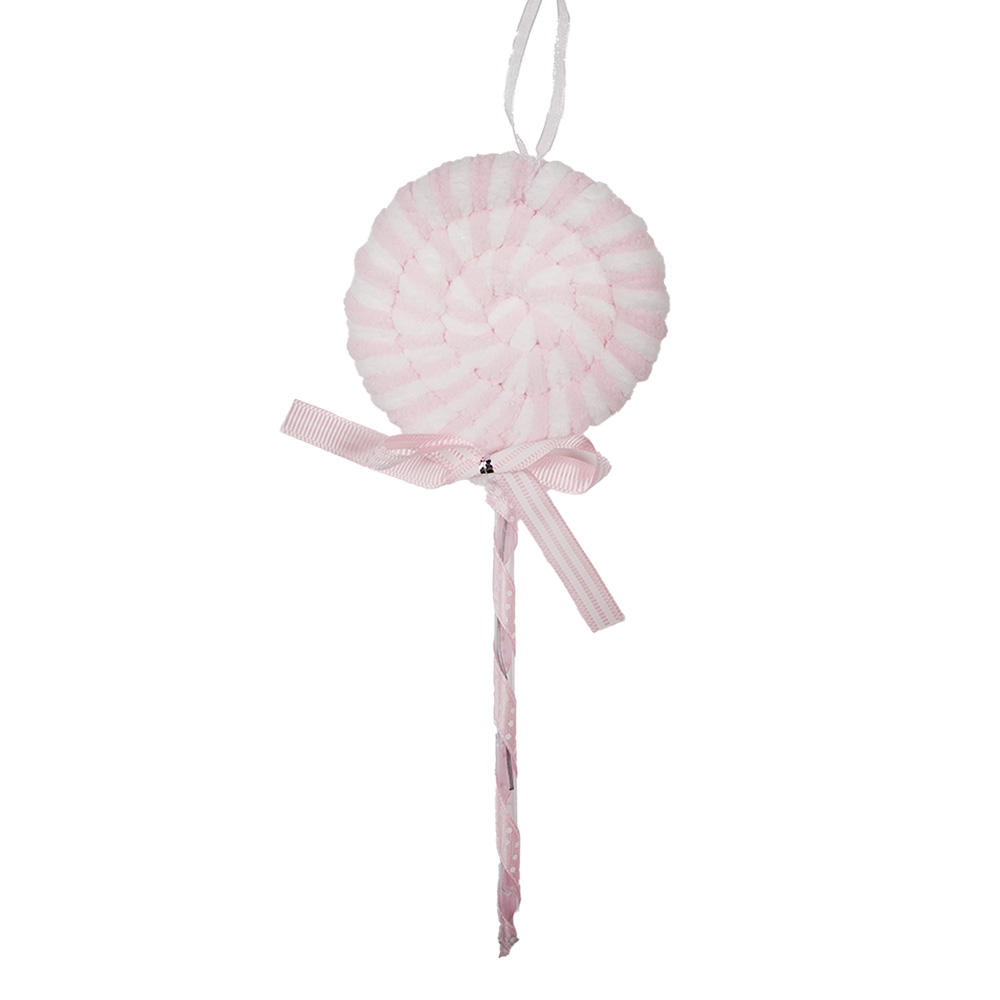 [66114P] Decorazione Natalizia Pendente Lecca lecca Rosa Bianco 9x2x25 cm