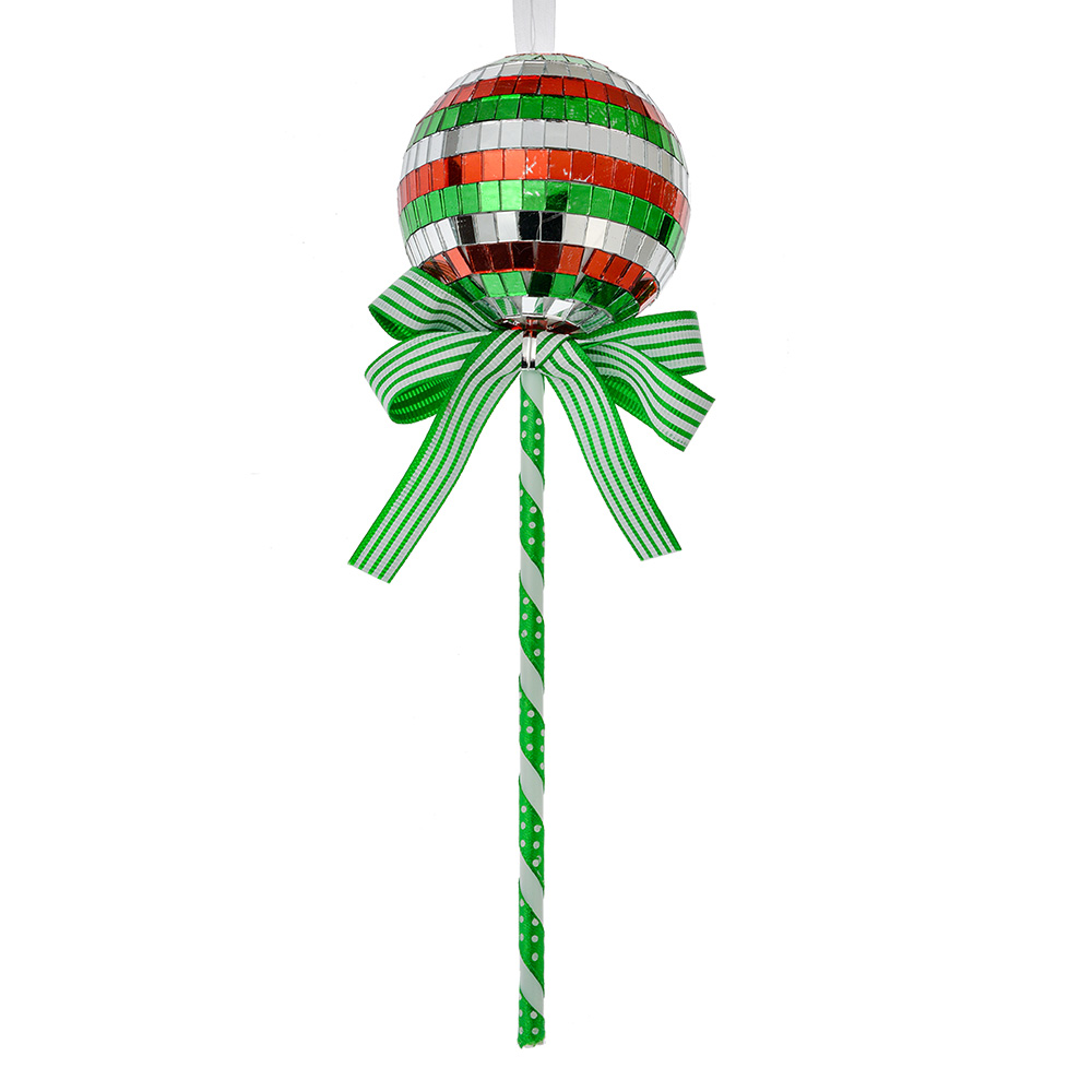 [66115GR] Weihnachtsdeko Anhänger Lollipop Grün Rot Ø 9x25 cm