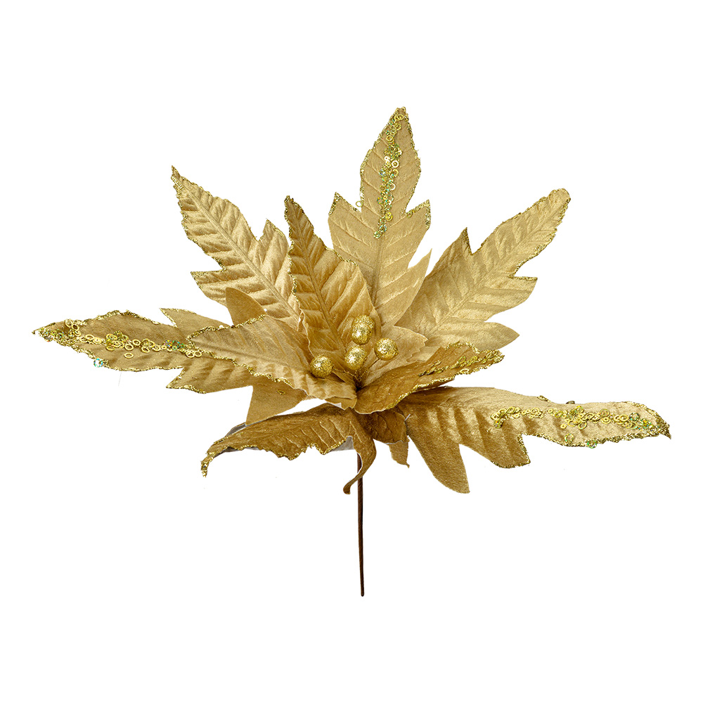 [66125] Weihnachtsdeko Blume Goldfarbig Ø 48x50 cm