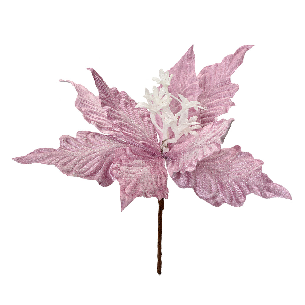 [66156] Weihnachtsdeko Blume Rosa Braun Ø 28x30 cm