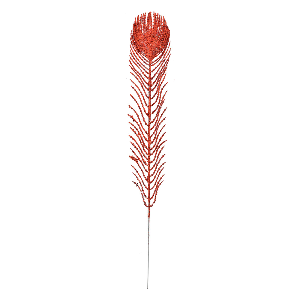[66161R] Weihnachtsdeko Feder Rot 7x1x42 cm