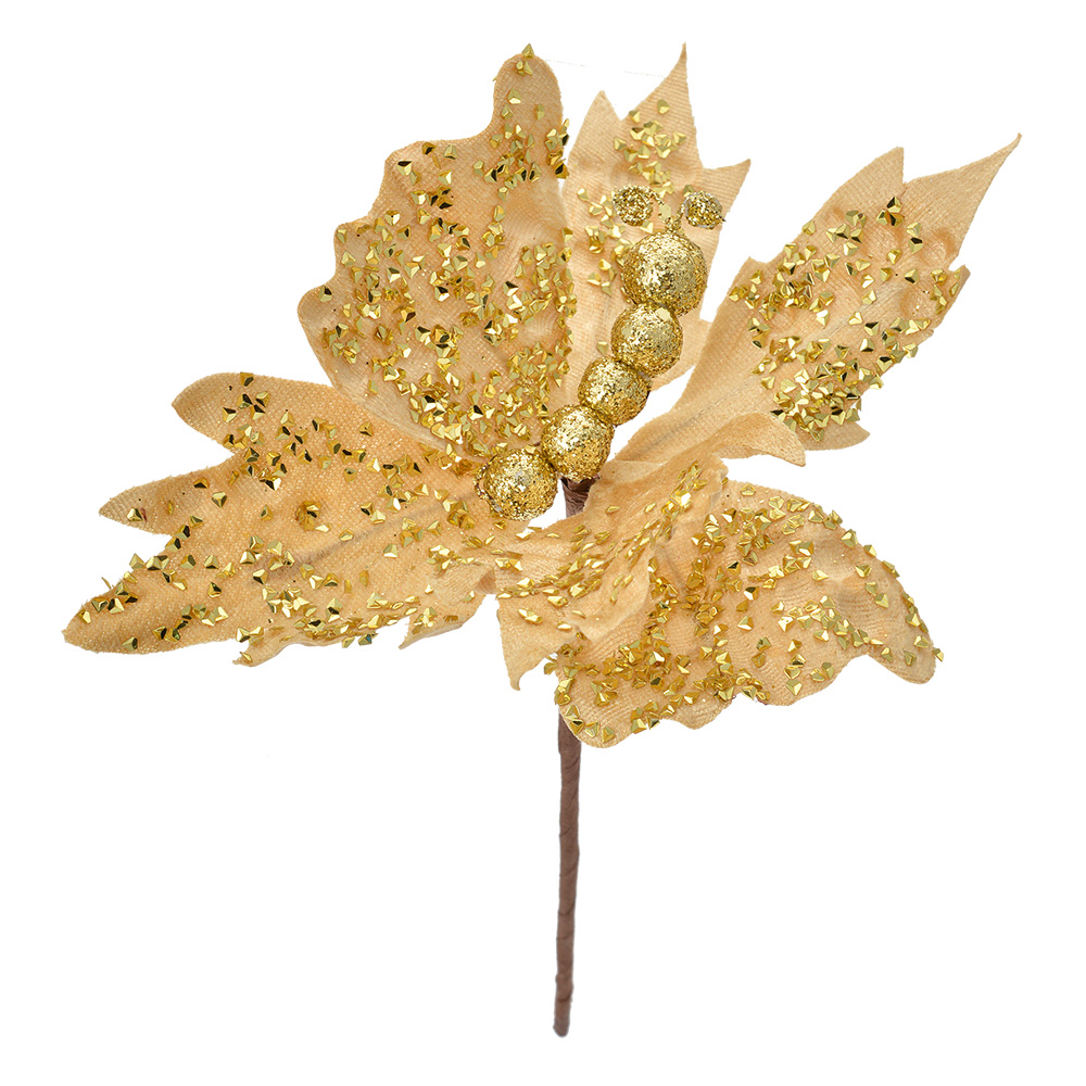 [66163] Décoration de Noël Papillon Beige Couleur or 20x4x25 cm