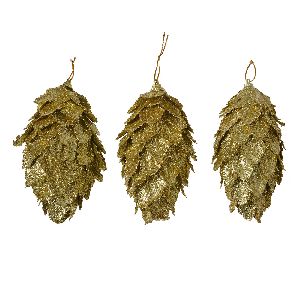 [66173GO] Weihnachtsdeko Blume (set 3) Goldfarbig Ø 7x13 cm