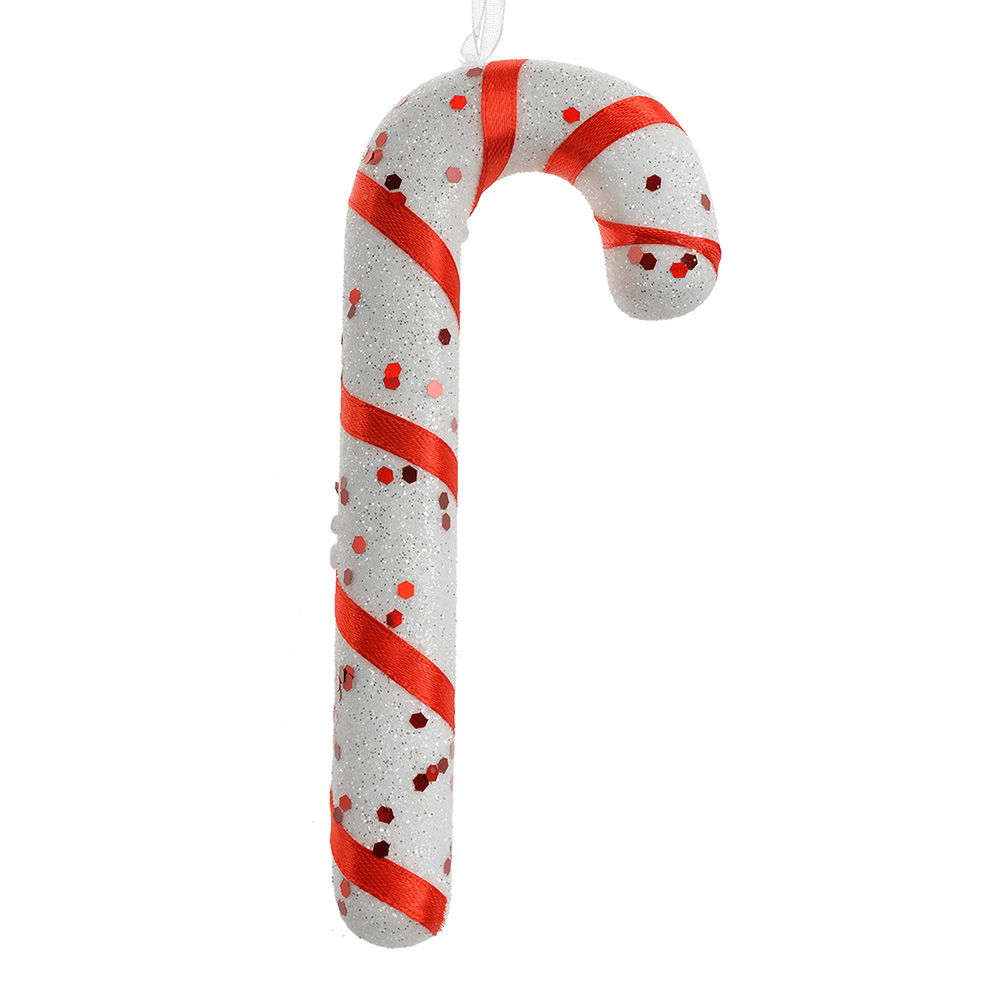 [66176] Decorazione pendente Bastoncino di zucchero Bianco Rosso 7x2x17 cm