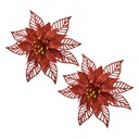 Christmas Decoration Flower (set 2) Red Ø 15x2 cm