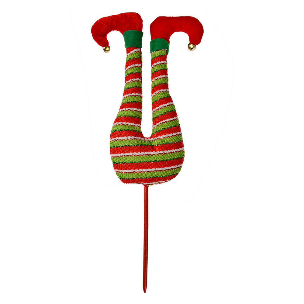 [66195] Decorazione Natale Gambe da elfo di Natale Rosso Verde 19x4x50 cm