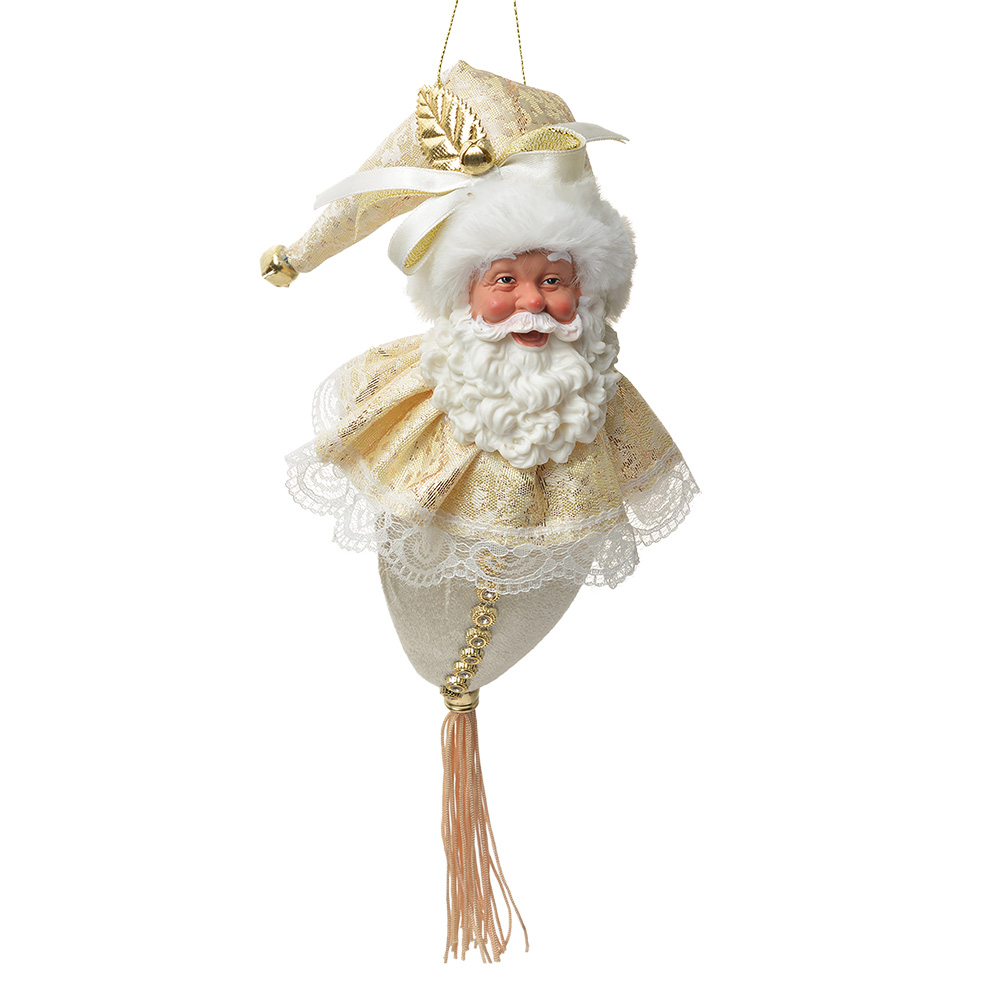 [66221] Anhänger Weihnachtsmann Beige Goldfarbig 8x8x35 cm