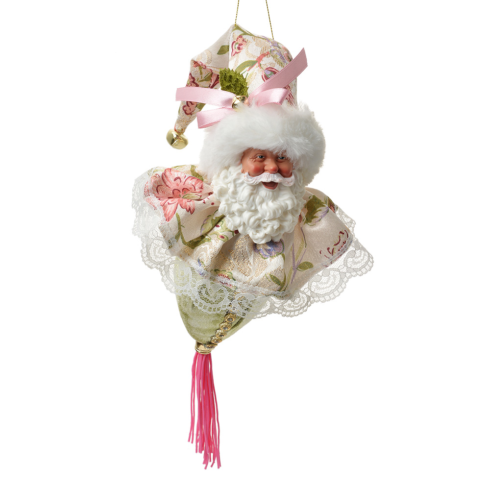 [66223] Decorative Hanger Santa Claus Green Beige 8x8x35 cm