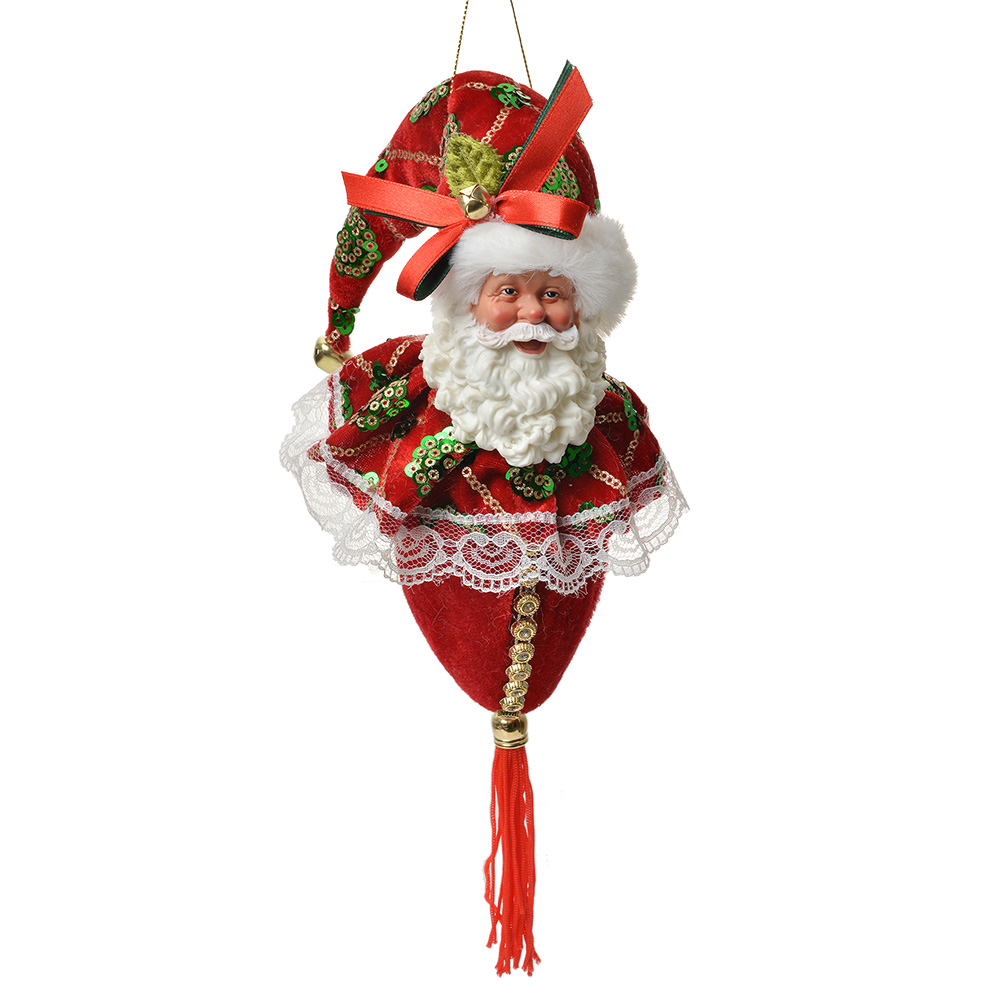 [66224] Ciondolo Decorativo Babbo Natale Rosso Verde 8x8x35 cm