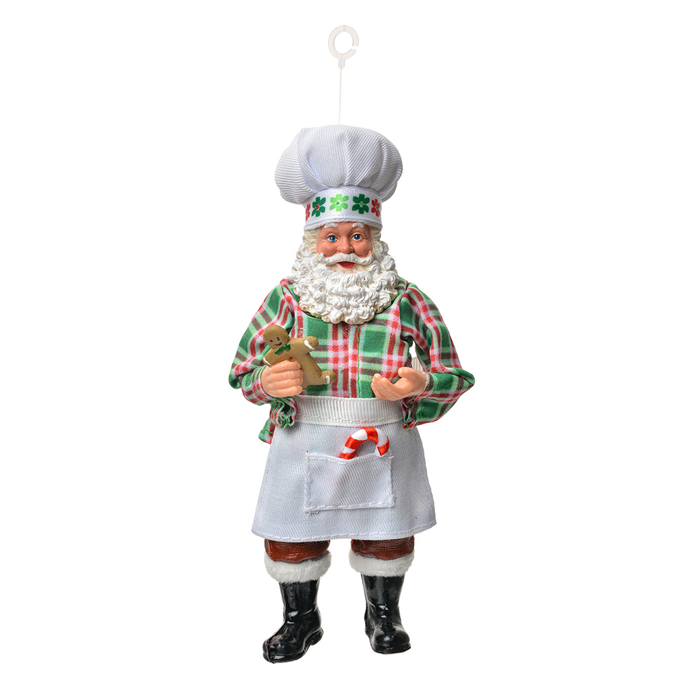 [66240] Weihnachtsdeko hänger Weihnachtsmann Weiß Grün 10x6x17 cm