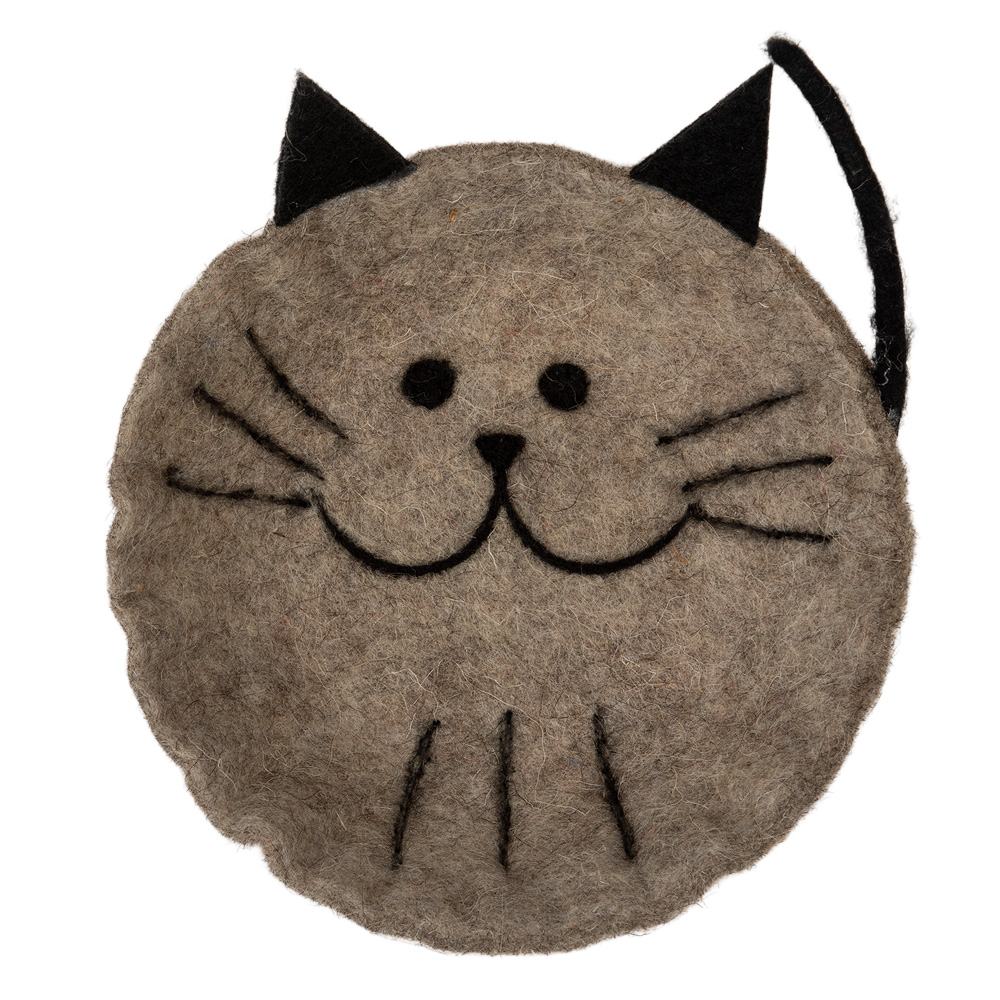 [66300] Vilten schaal kat 18x18x6 cm