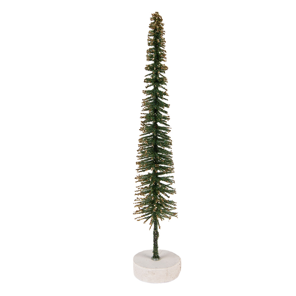 [66315GR] Dekoration Weihnachtsbaum Grün Goldfarbig Ø 5x25 cm