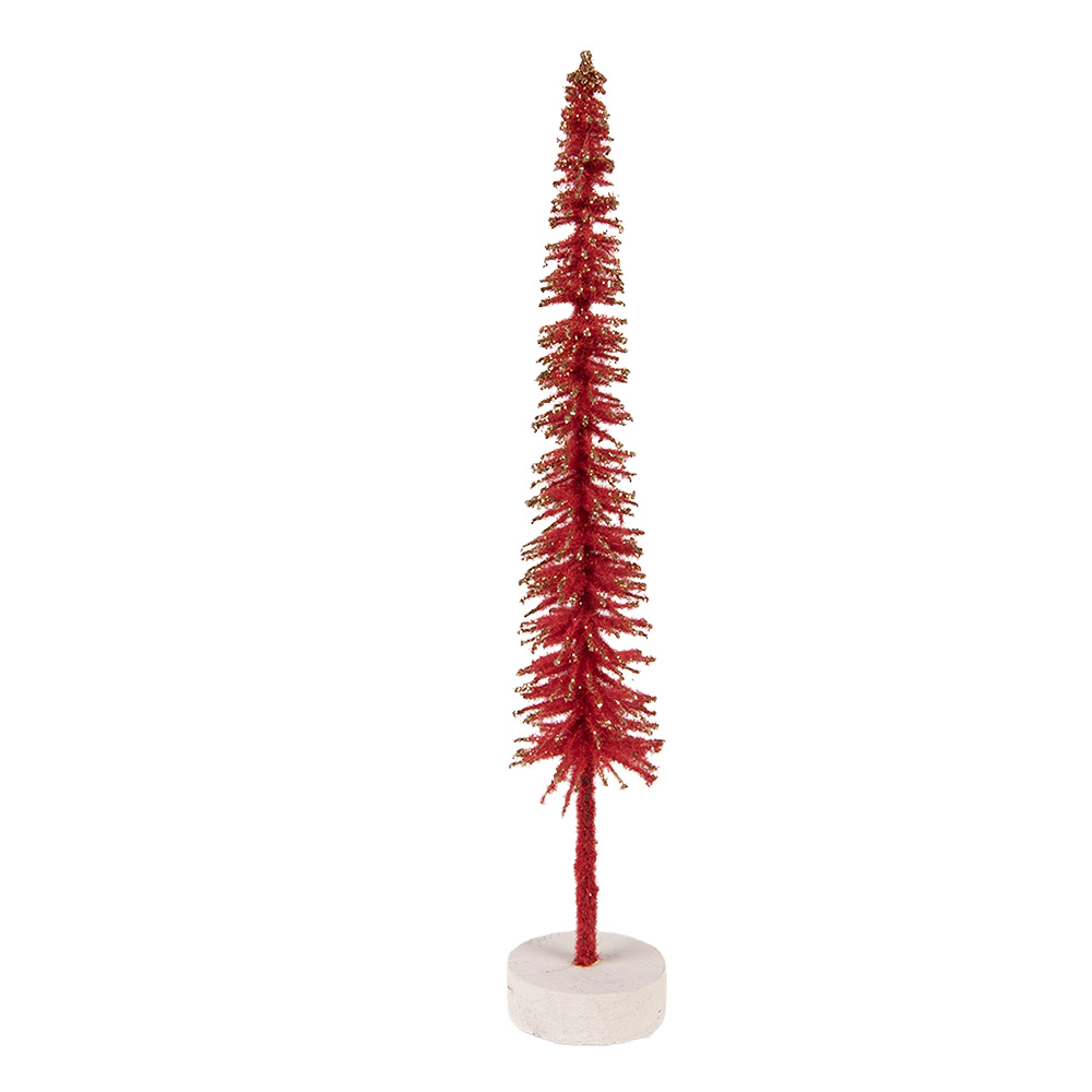 [66315R] Décoration Arbre de Noël Rouge Couleur or Ø 5x25 cm