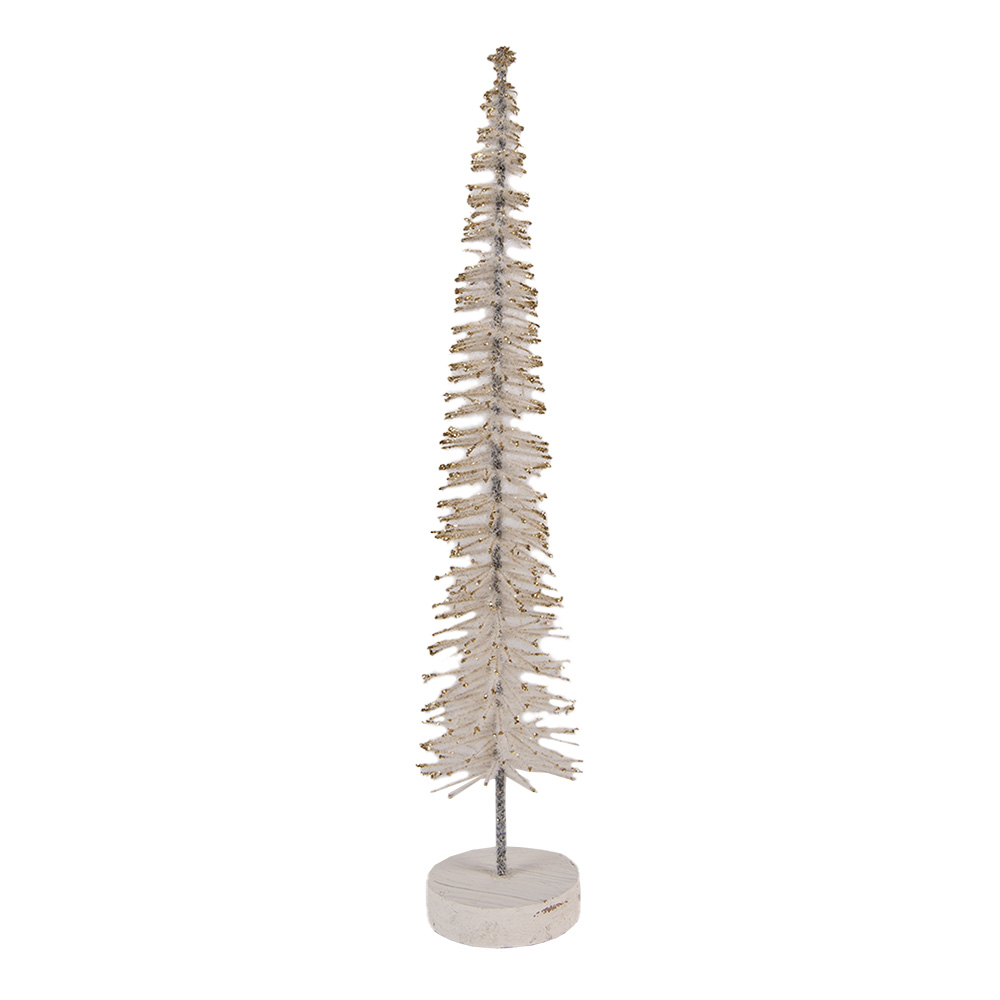 [66316BE] Dekoration Weihnachtsbaum Beige Goldfarbig Ø 6x30 cm