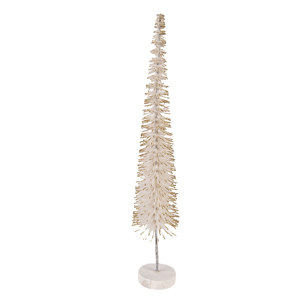 [66317BE] Dekoration Weihnachtsbaum Beige Goldfarbig Ø 8x40 cm