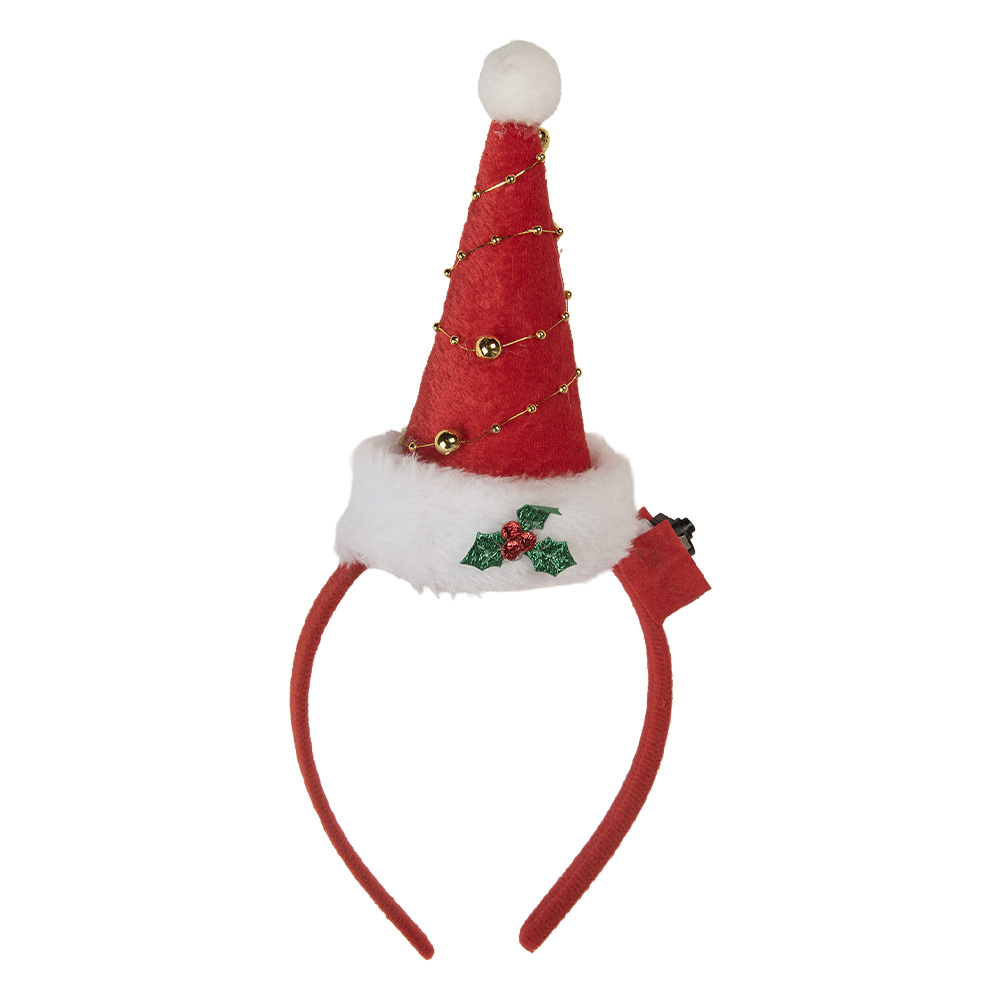[66351] Haarband met kerstmuts met LED 12x7x27 cm