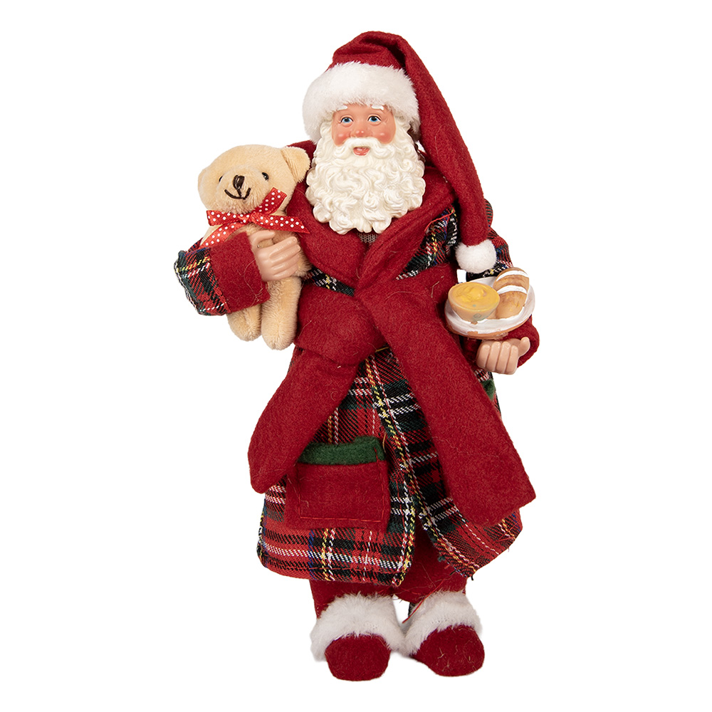 [66362] Weihnachtsdeko Weihnachtsmann Rot Grün 16x11x28 cm