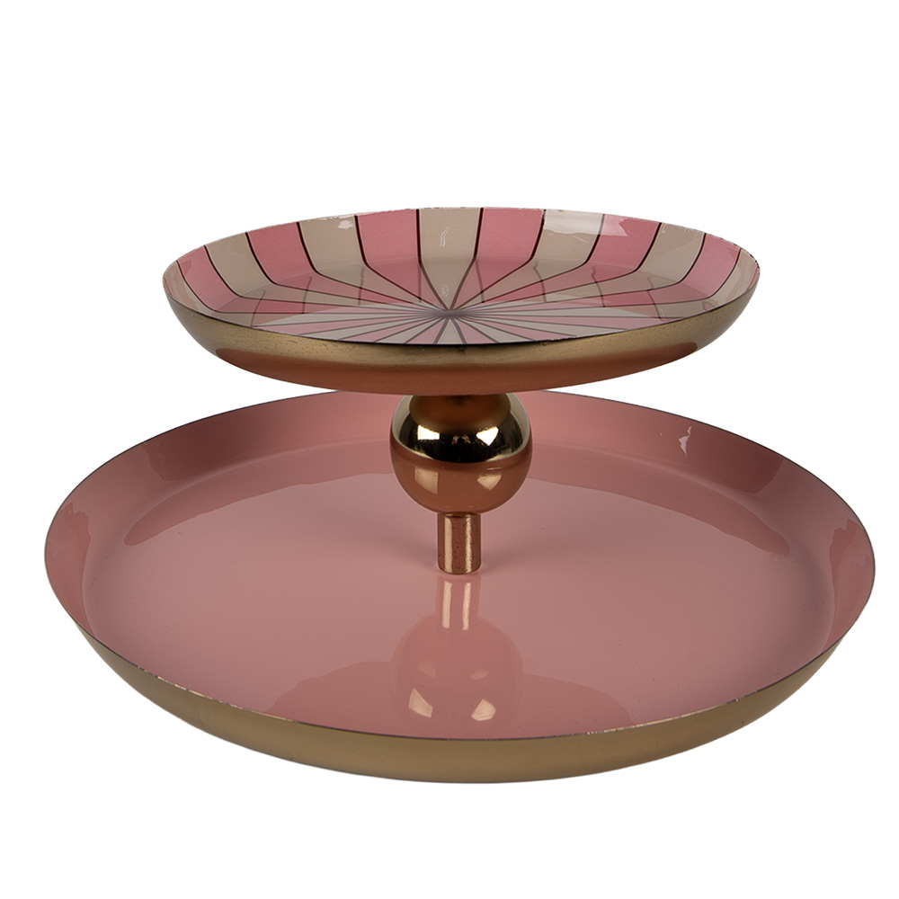 [66374] Étagère 2 niveaux Rose Beige Ø 30x11 cm