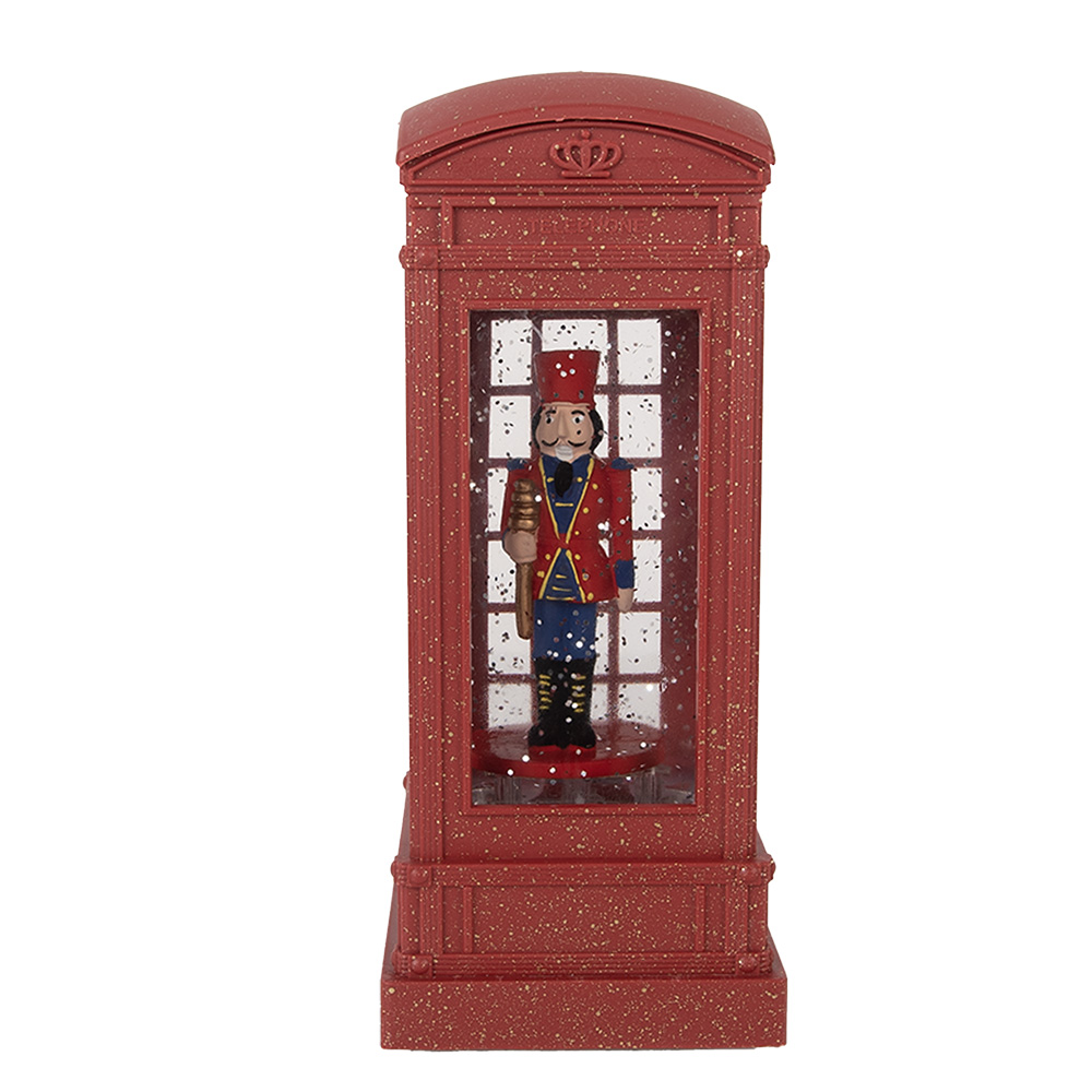 [66412] Décoration de Noël cabine téléphonique avec Casse- noisette Rouge 9x9x21 cm / 3xAAA