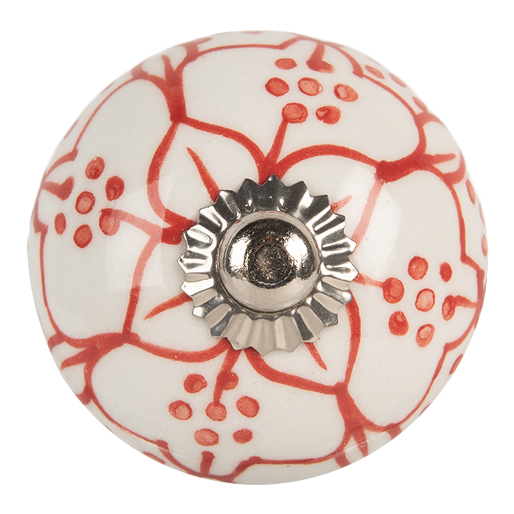 [66435] Doorknob White Red Ø 4x4 cm / S4 cm