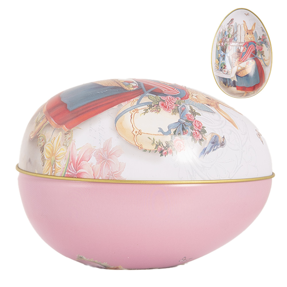 [6BL0143] Deko Ei Weiß Rosa 8x13x8 cm