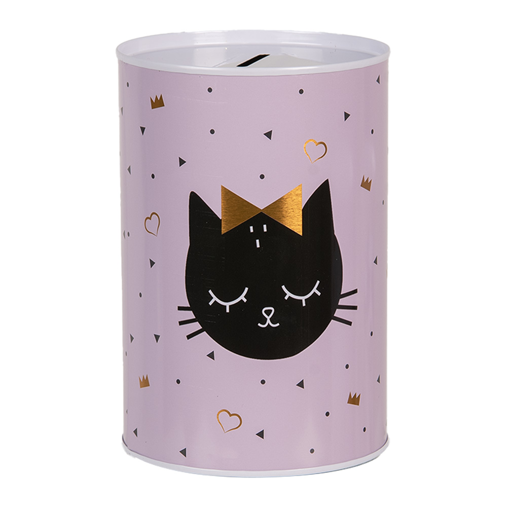 [6BL0166] Money box Pink Black Ø 10x15 cm