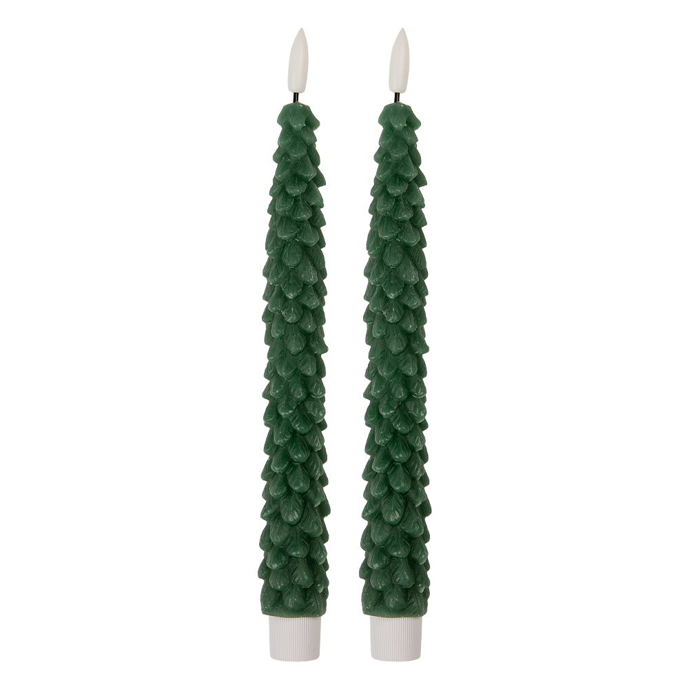 [6CA0001DGR] Kaars met LED set van 2 Ø 3x25 cm / 2xAAA
